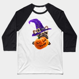 French bulldog, witch hat, scary halloween, jack pumpkin, spooky Baseball T-Shirt